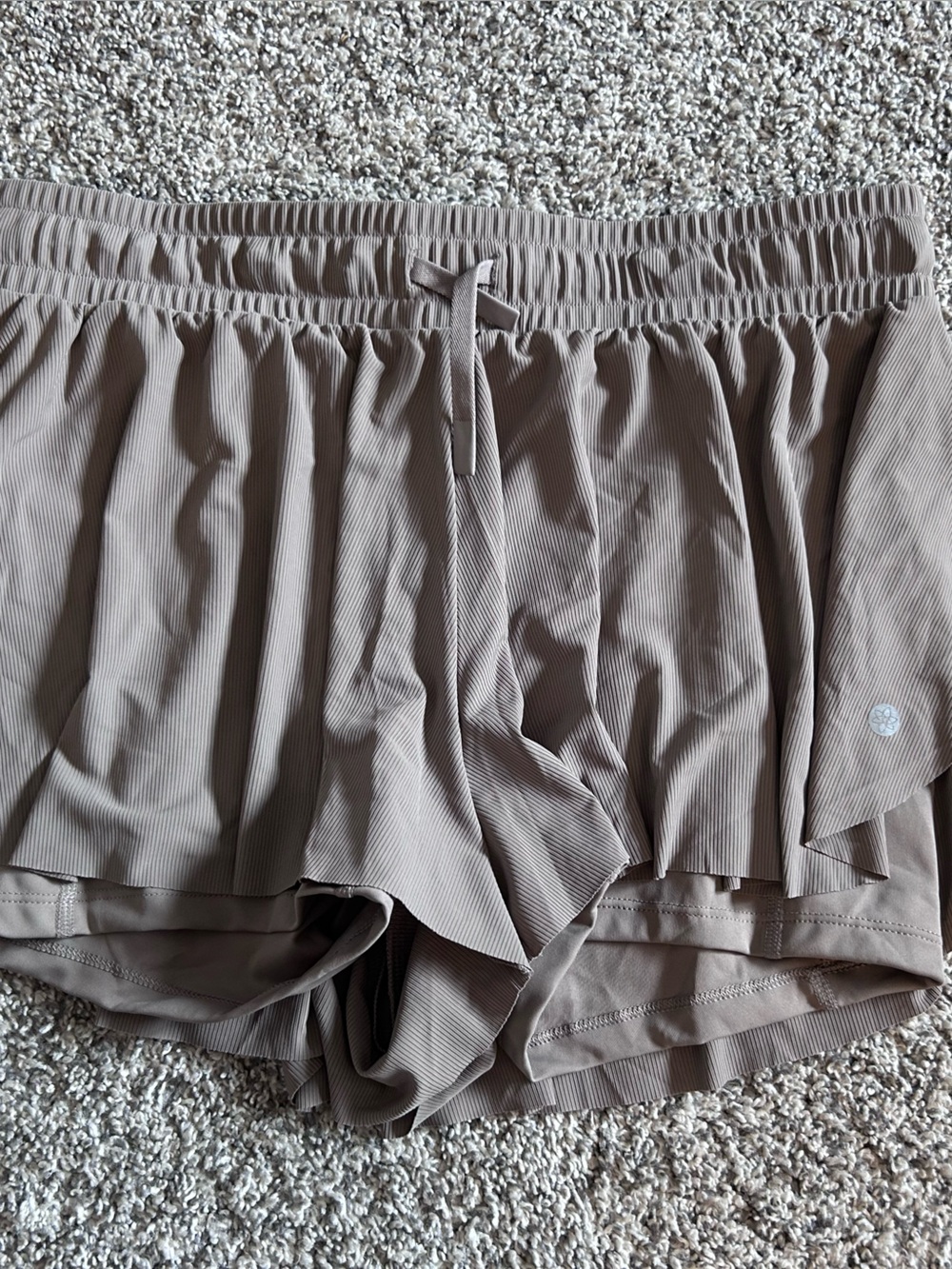GAIAM Taupe Drawstring Mini Skort